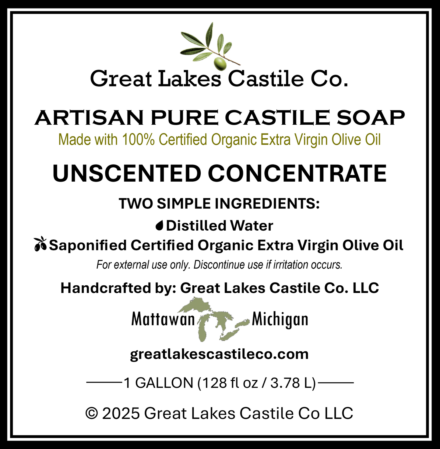 ARTISAN PURE LIQUID CASTILE SOAP CONCENTRATE (GALLON)
