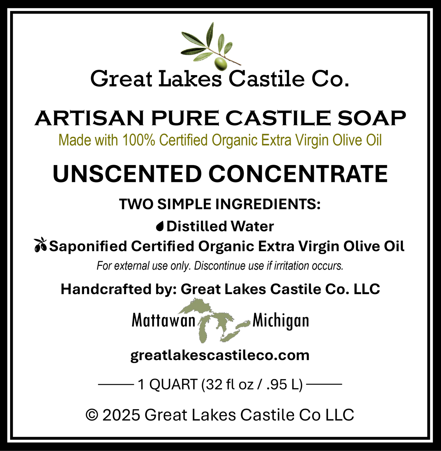 ARTISAN PURE LIQUID CASTILE SOAP CONCENTRATE (QUART)
